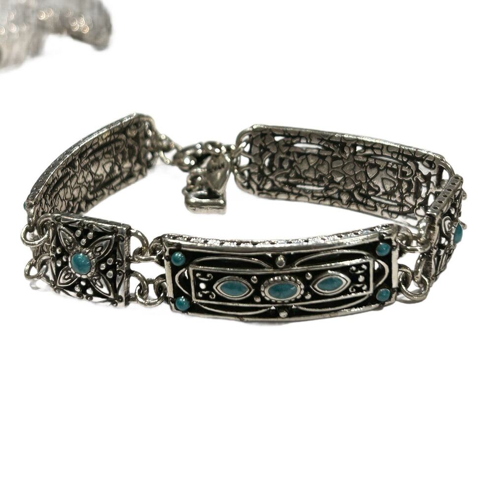 Brighton Carnival Silver And Turquoise Enamel Bracelet